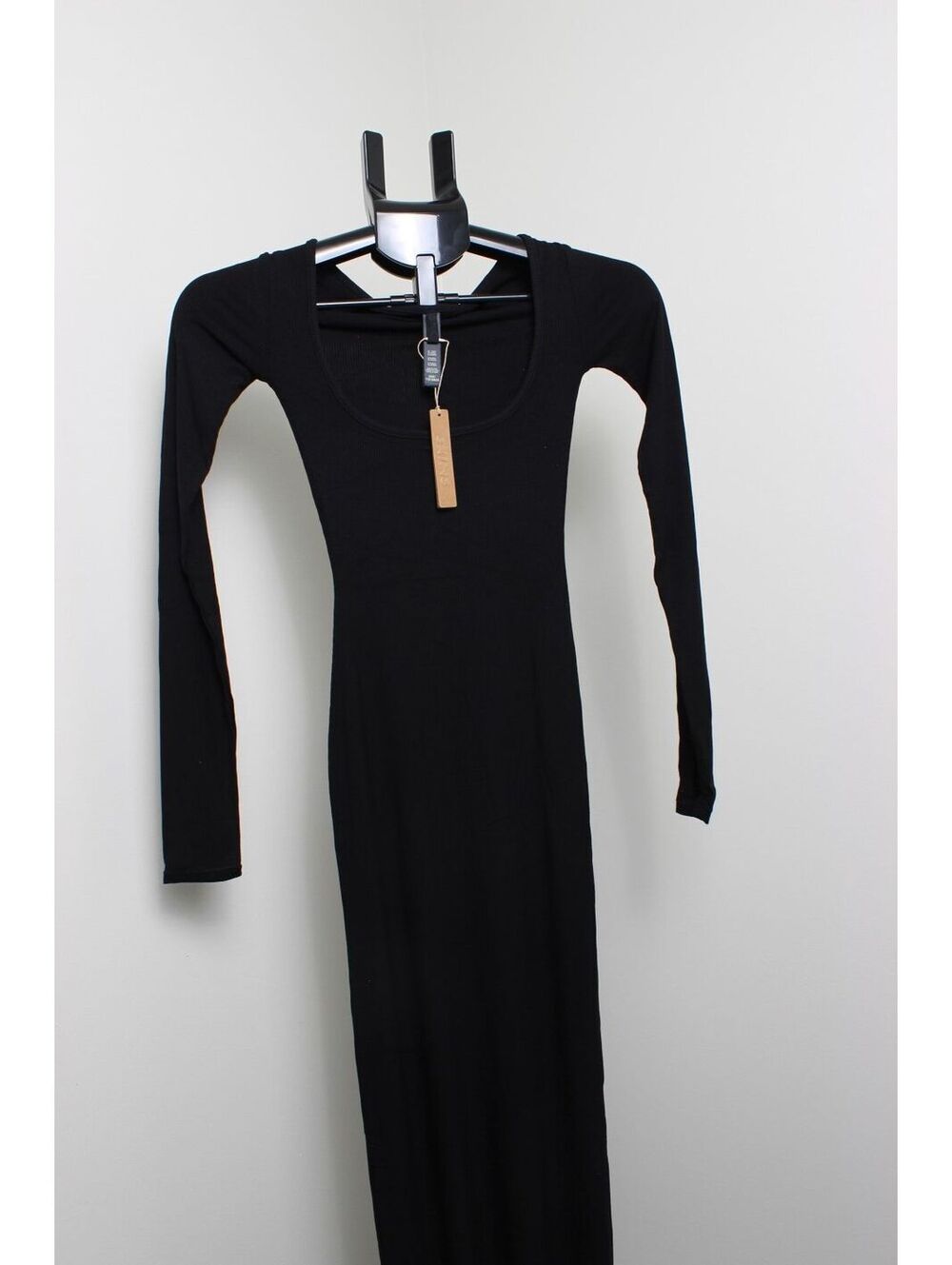 SKIMS NWT Long Sleeve Ribbed Dress Onyx Size XXS